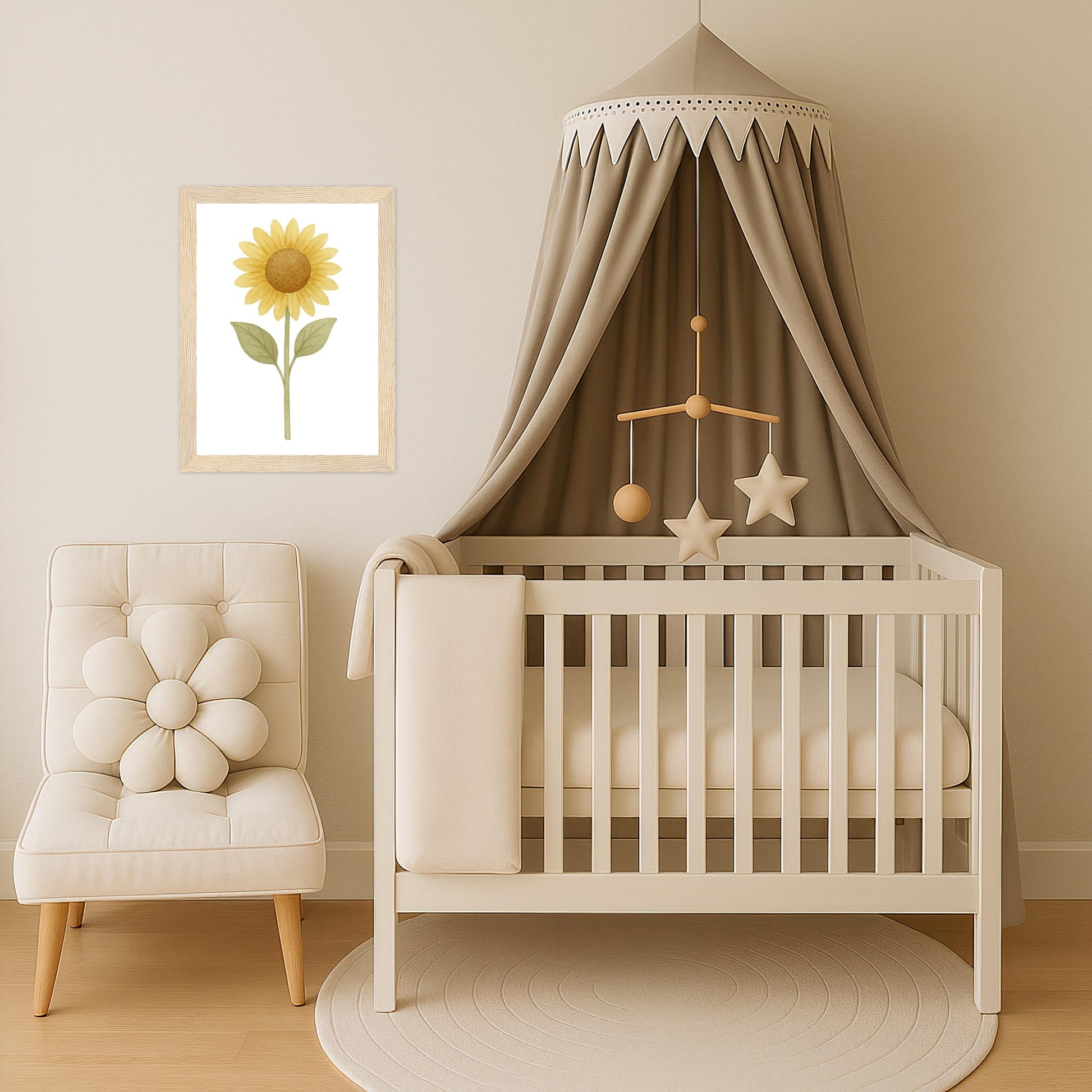 Sonnenblume Poster mit Holzrahmen von tinylearner