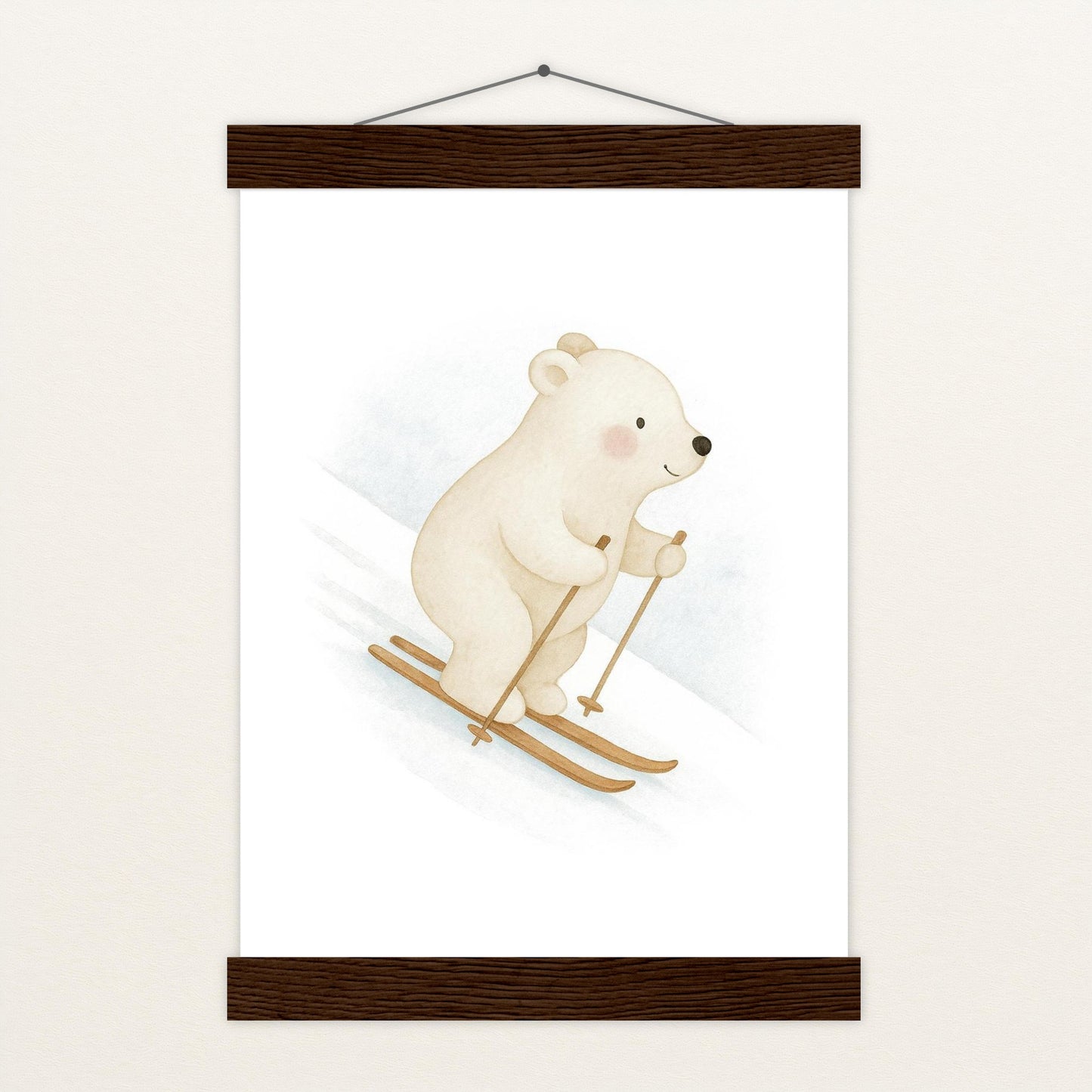 Pummel der Polarbär - Motiv: "Ski" Poster mit Leisten von tinylearner