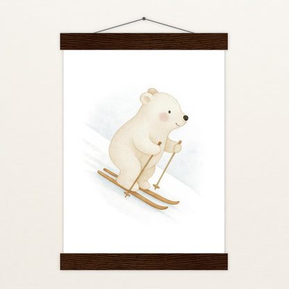 Pummel der Polarbär - Motiv: "Ski" Poster mit Leisten von tinylearner