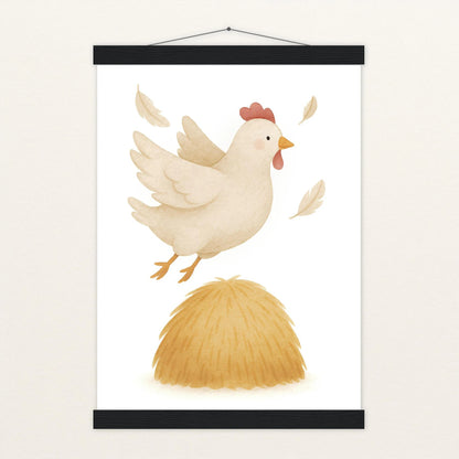 Hanni das Huhn - Motiv: "Heu" Poster mit Leisten von tinylearner