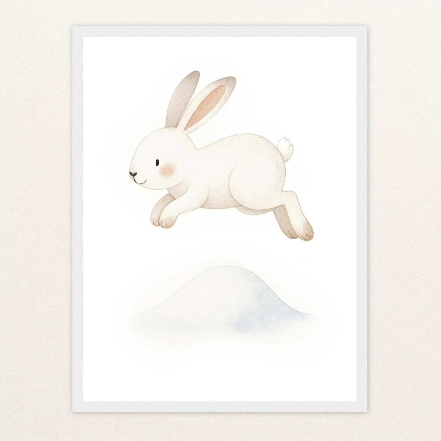 Sina der Schneehase - Motiv: "Schneehügel" Poster mit Holzrahmen von tinylearner