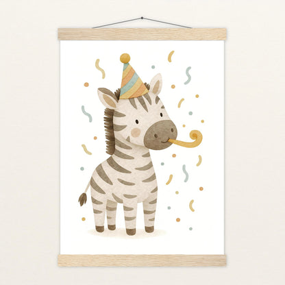 Zinni das Zebra - Motiv: "Party" Poster mit Leisten von tinylearner