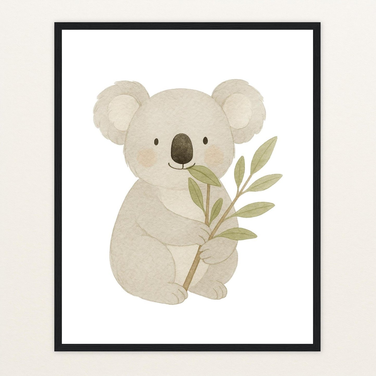 Kori der Koala - Motiv: "Eukalyptus" Poster mit Holzrahmen von tinylearner
