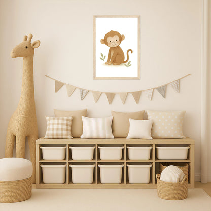 Aki der Affe Poster mit Holzrahmen von tinylearner