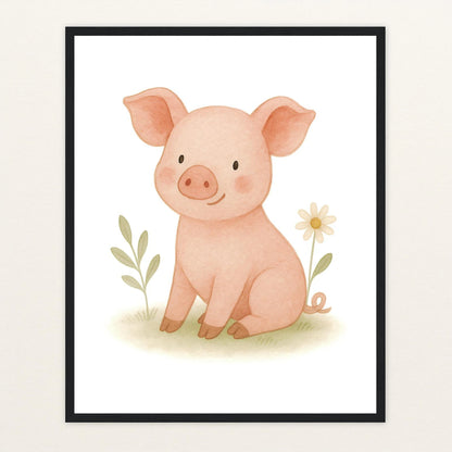 Susi das Schwein Poster mit Holzrahmen von tinylearner