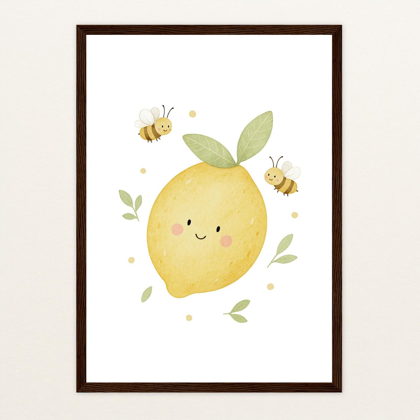 Obst: Zitrone Poster mit Holzrahmen von tinylearner