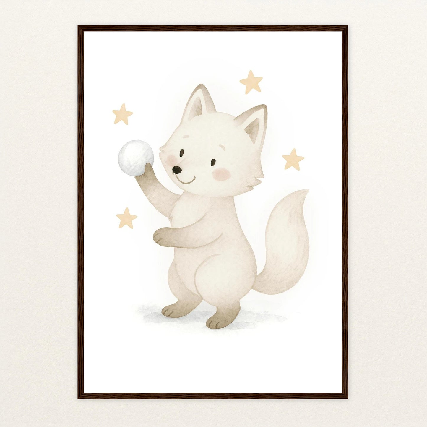 Pino der Polarfuchs - Motiv: "Schneeball" Poster mit Holzrahmen von tinylearner