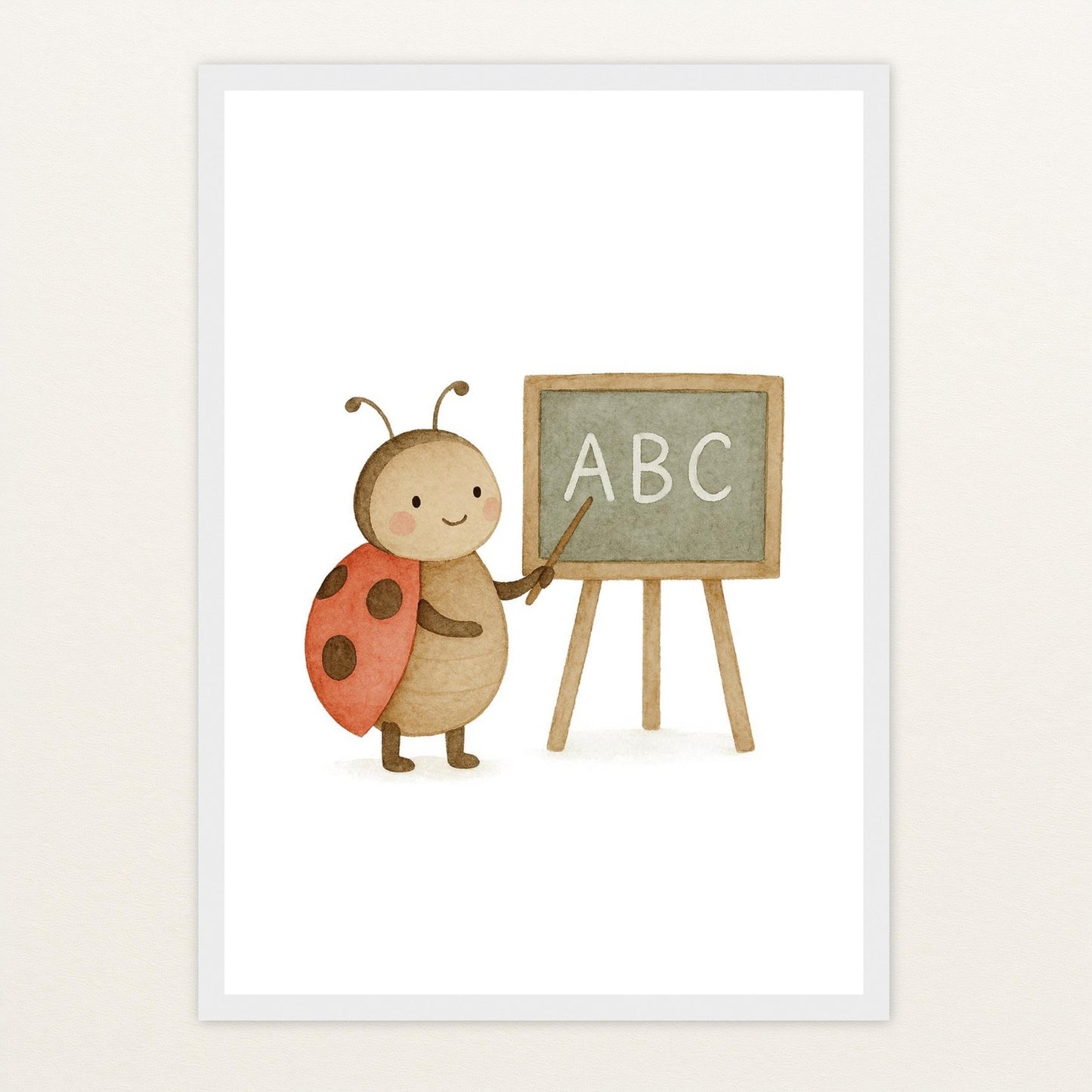 Marie der Marienenkäfer - Lehrer Poster mit Holzrahmen von tinylearner