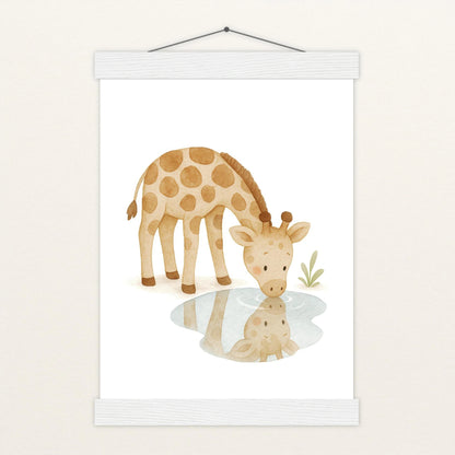 Greta die Giraffe - Motiv: "Trinken" Poster mit Leisten von tinylearner