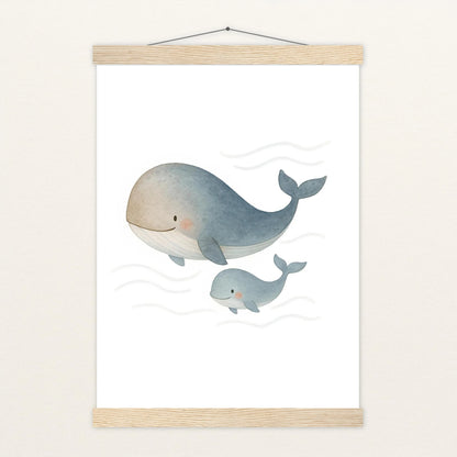 Willi der Wal - Motiv: "Familie" Poster mit Leisten von tinylearner