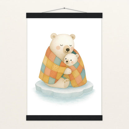 Pummel der Polarbär - Motiv: "Familie" Poster mit Leisten von tinylearner