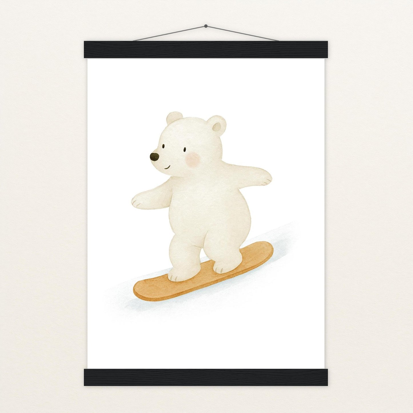 Pummel der Polarbär - Motiv: "Snowboard" Poster mit Leisten von tinylearner