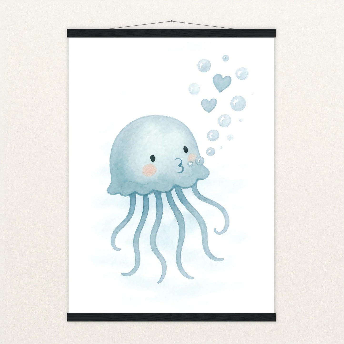 Quinn die Qualle - Motiv: "Luftblasen" Poster mit Leisten von tinylearner