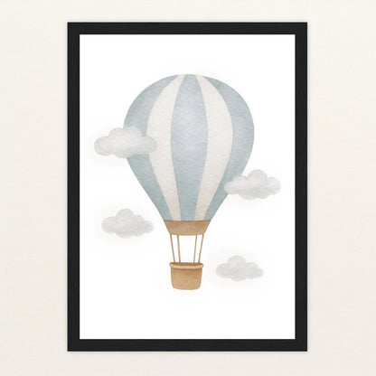 Heißluftballon Poster mit Holzrahmen von tinylearner