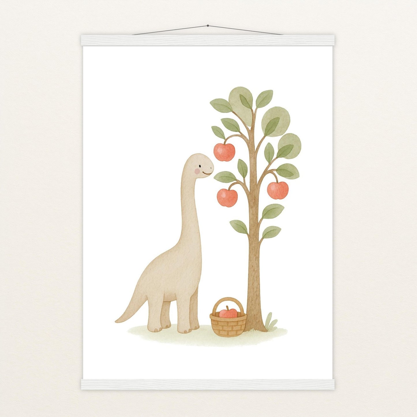 Dinosaurier Brachiosaurus - Motiv: "Apfelbaum" Poster mit Leisten von tinylearner