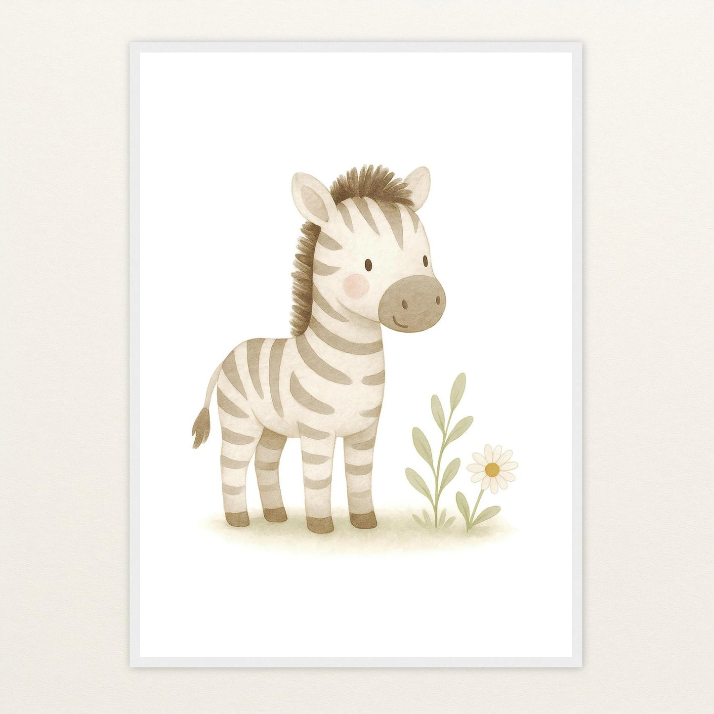 Zinni das Zebra Poster mit Holzrahmen von tinylearner