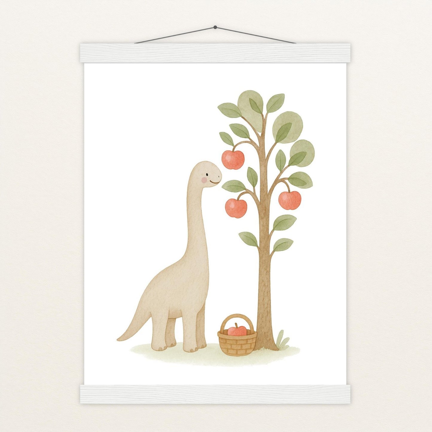 Dinosaurier Brachiosaurus - Motiv: "Apfelbaum" Poster mit Leisten von tinylearner