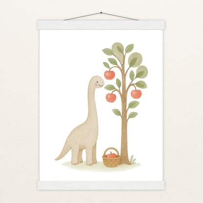 Dinosaurier Brachiosaurus - Motiv: "Apfelbaum" Poster mit Leisten von tinylearner