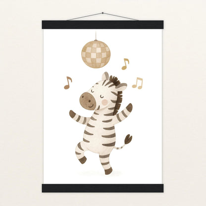 Zinni das Zebra - Motiv: "Tanzen" Poster mit Leisten von tinylearner