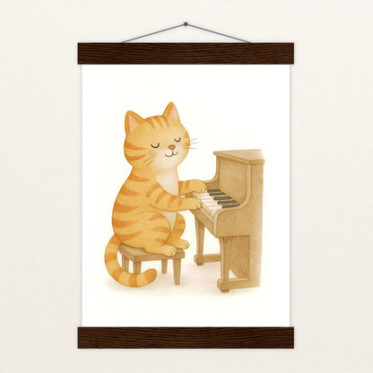 Kira die Katze - Motiv: "Klavier" Poster mit Leisten von tinylearner