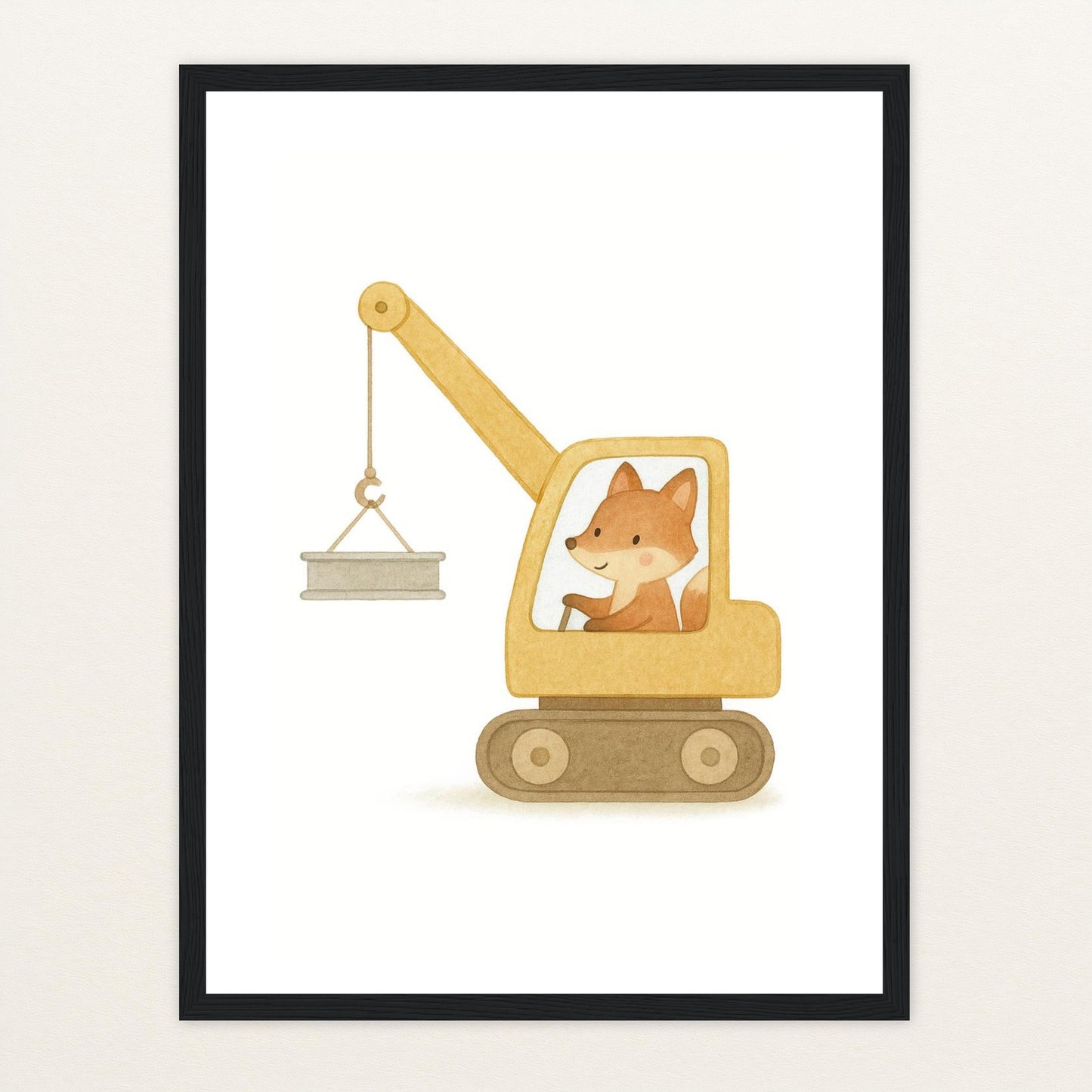 Finnegan der Fuchs - Motiv: "Kran" Poster mit Holzrahmen von tinylearner