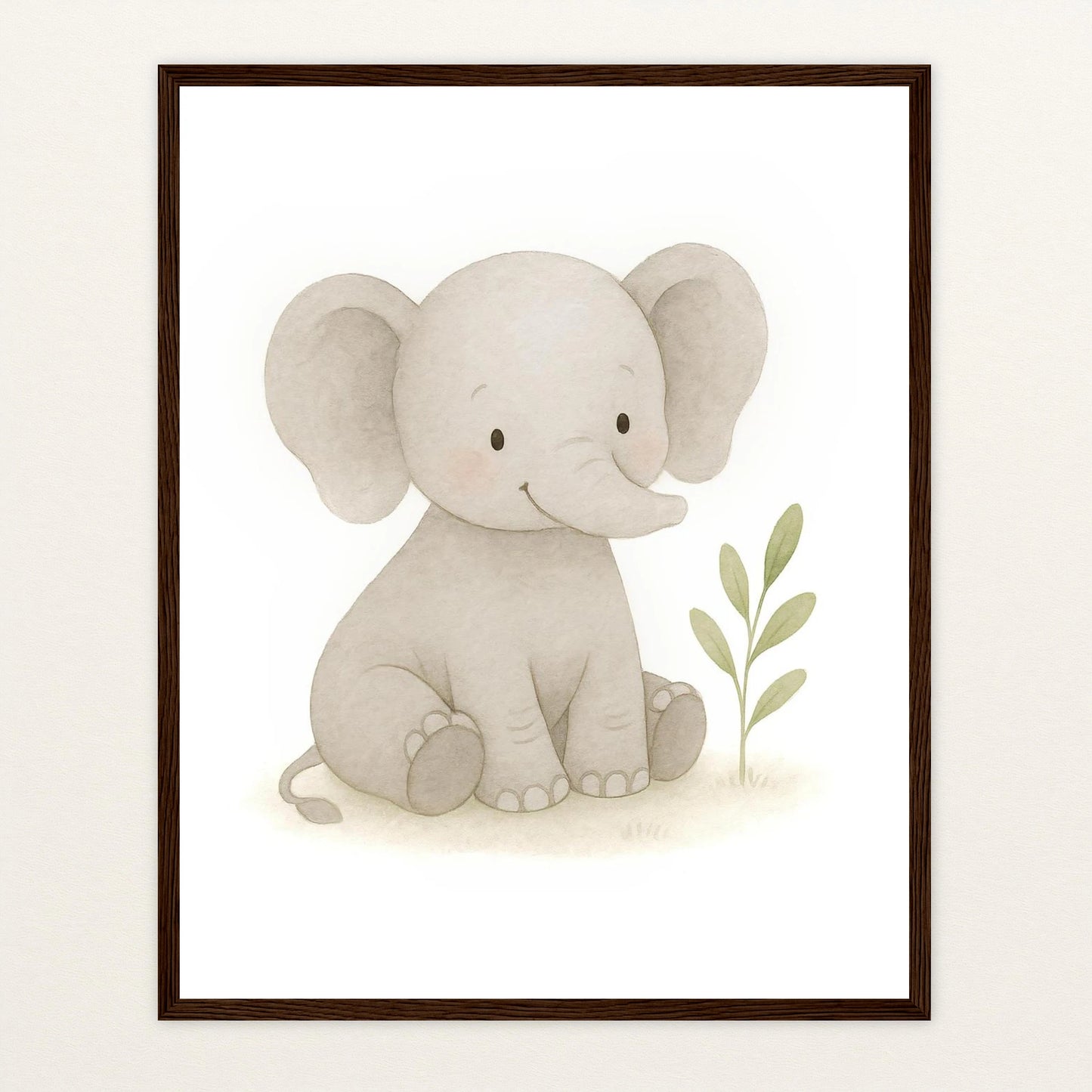 Emil der Elefant Poster mit Holzrahmen von tinylearner