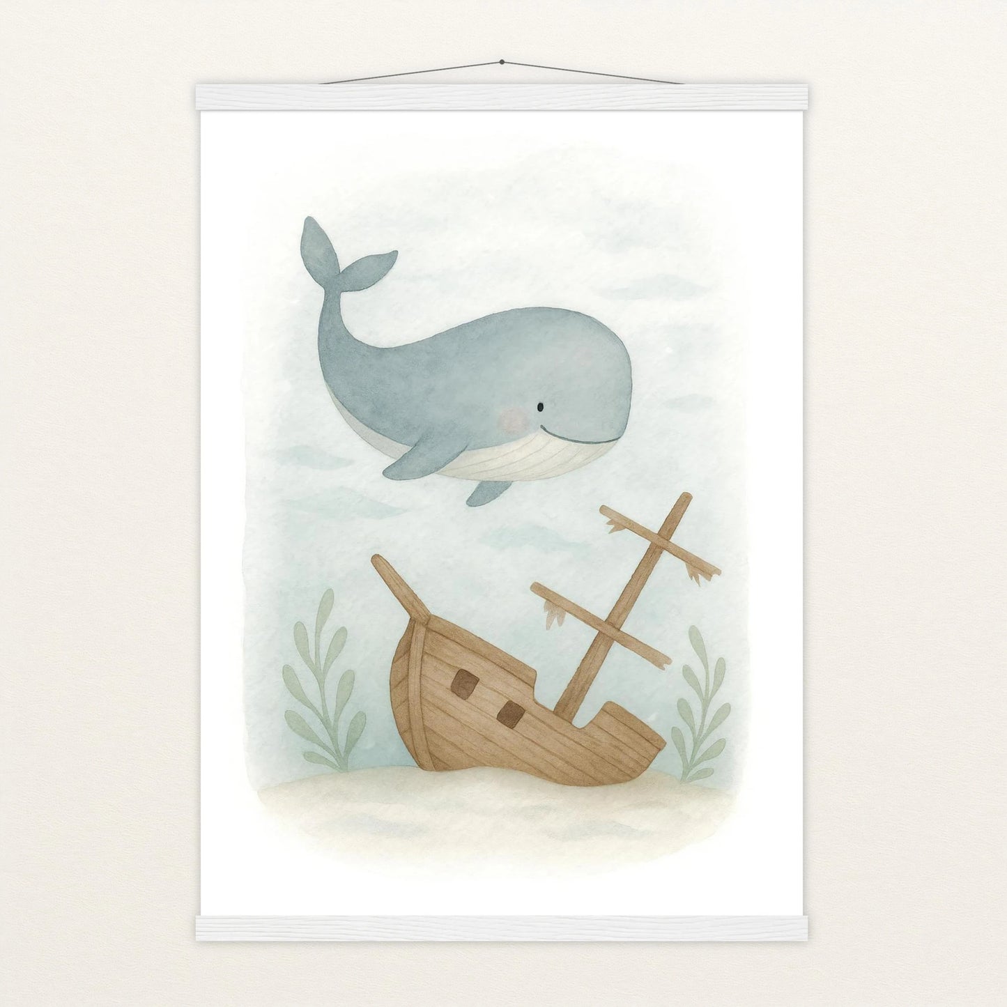 Willi der Wal - Motiv: "Schiffswrack" Poster mit Leisten von tinylearner