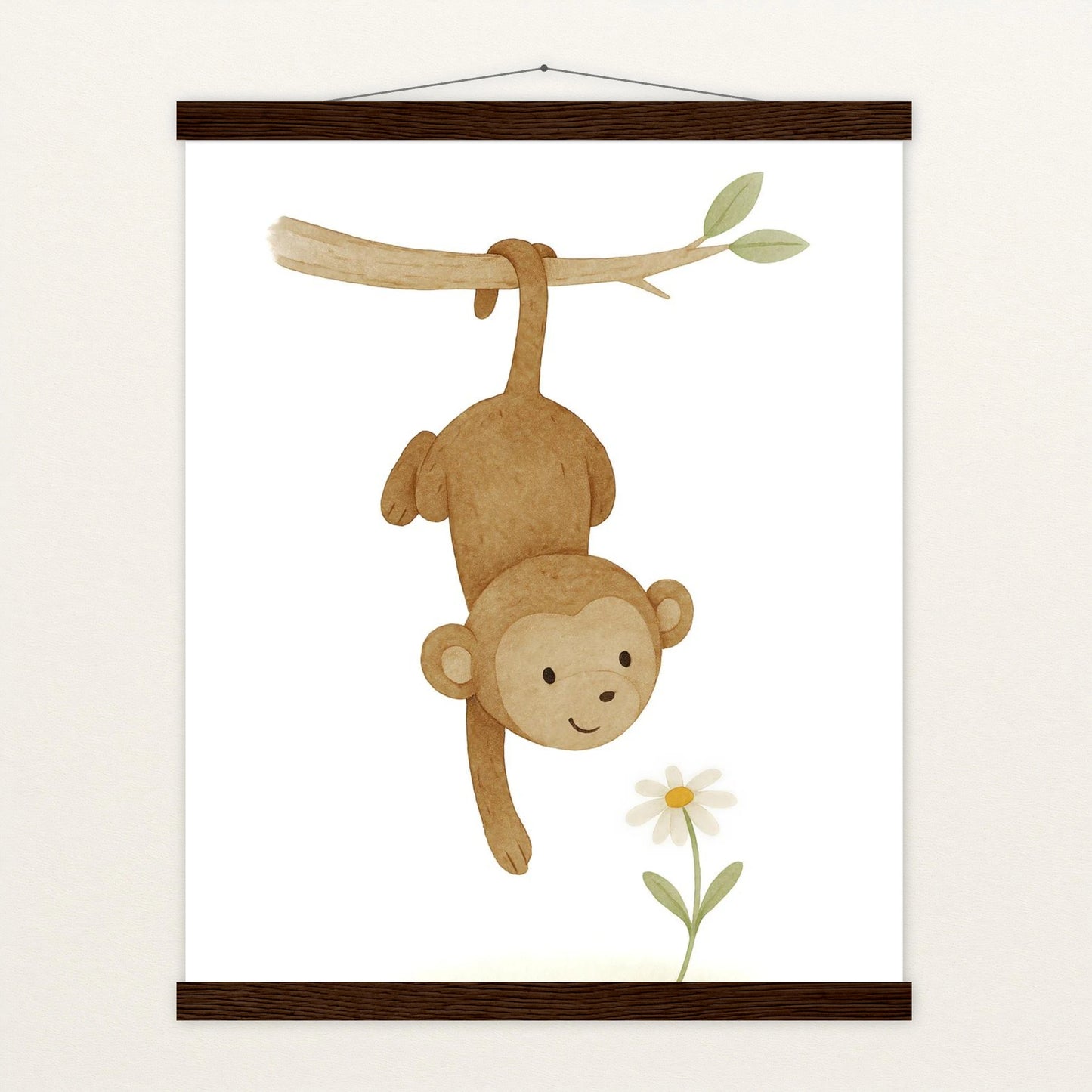 Aki der Affe - Motiv: "Gänseblümchen" Poster mit Leisten von tinylearner