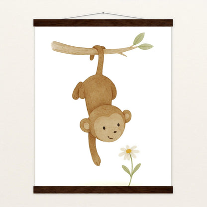 Aki der Affe - Motiv: "Gänseblümchen" Poster mit Leisten von tinylearner