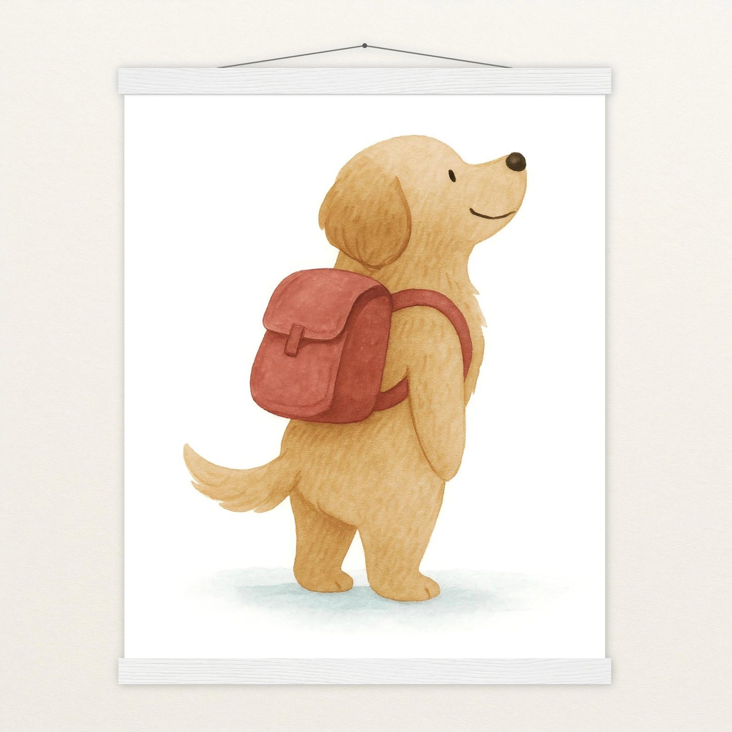 Hugo der Hund - Motiv: "Rucksack" Poster mit Leisten von tinylearner