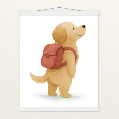 Hugo der Hund - Motiv: "Rucksack" Poster mit Leisten von tinylearner