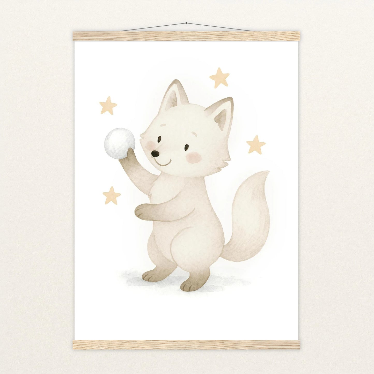 Pino der Polarfuchs - Motiv: "Schneeball" Poster mit Leisten von tinylearner