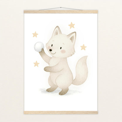 Pino der Polarfuchs - Motiv: "Schneeball" Poster mit Leisten von tinylearner