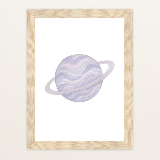 Planet Poster mit Holzrahmen von tinylearner