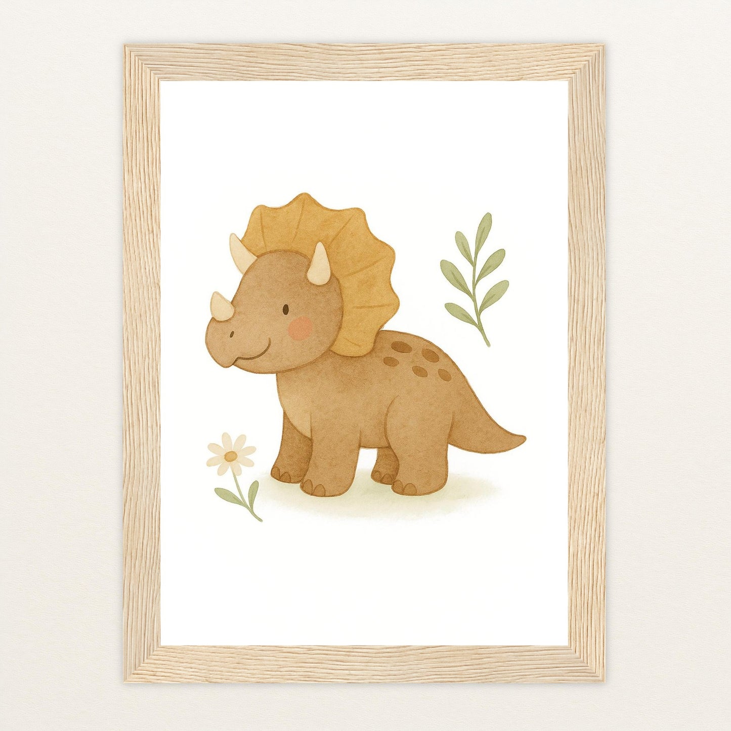 Dinosaurier Triceratops Poster mit Holzrahmen von tinylearner
