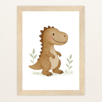 Dinosaurier T-Rex Poster mit Holzrahmen von tinylearner