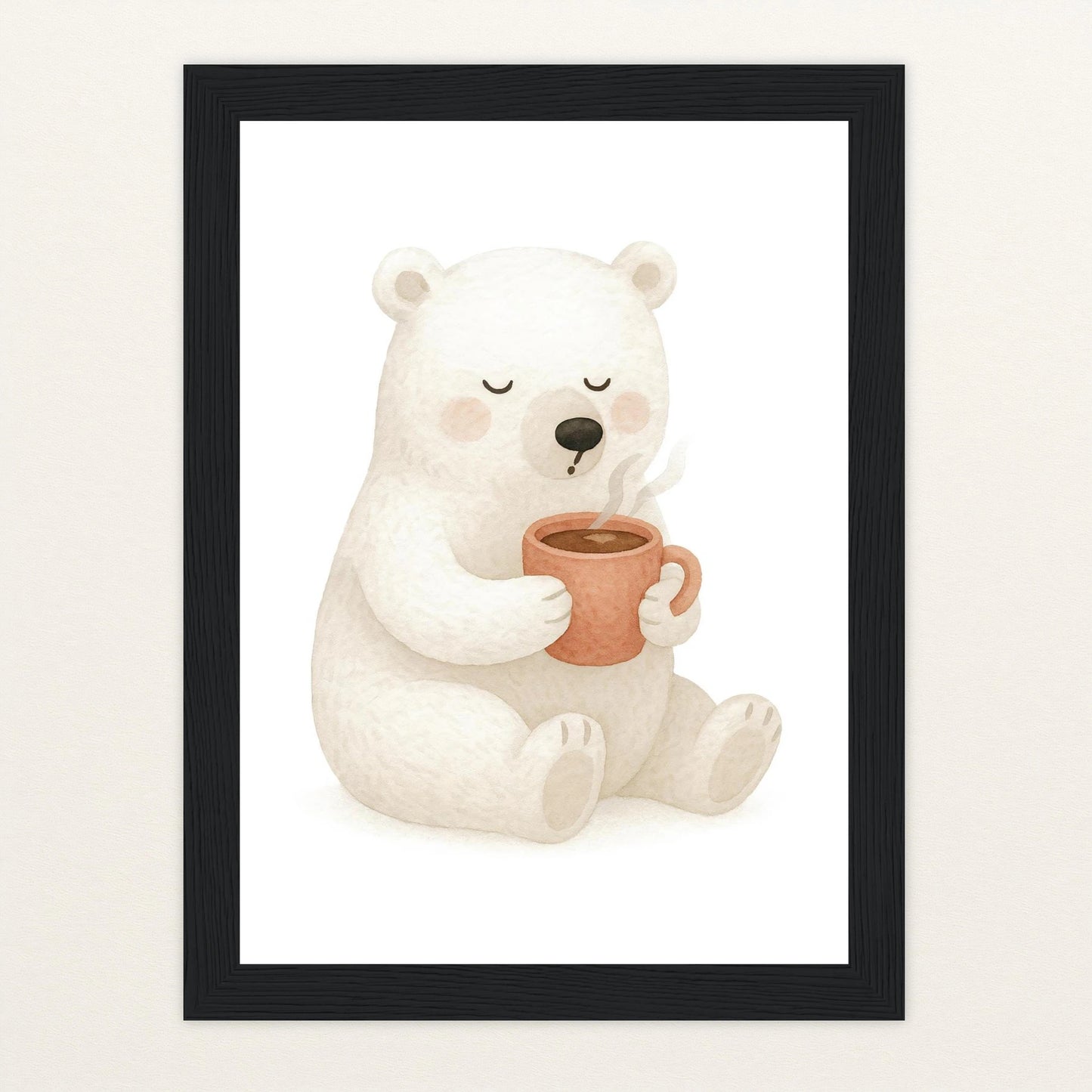 Pummel der Polarbär - Motiv: "Kakao" Poster mit Holzrahmen von tinylearner