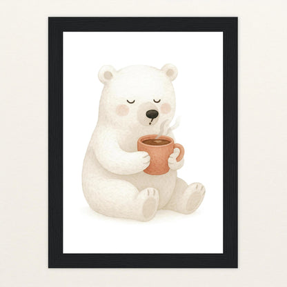 Pummel der Polarbär - Motiv: "Kakao" Poster mit Holzrahmen von tinylearner