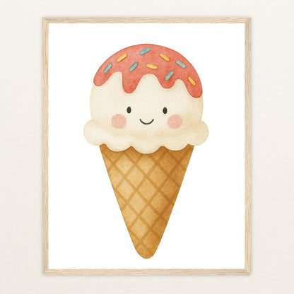 Süßes: Eiscreme Poster mit Holzrahmen von tinylearner