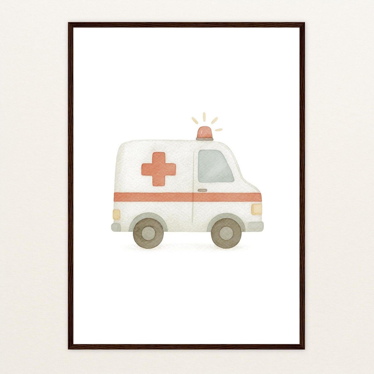 Krankenwagen Poster mit Holzrahmen von tinylearner