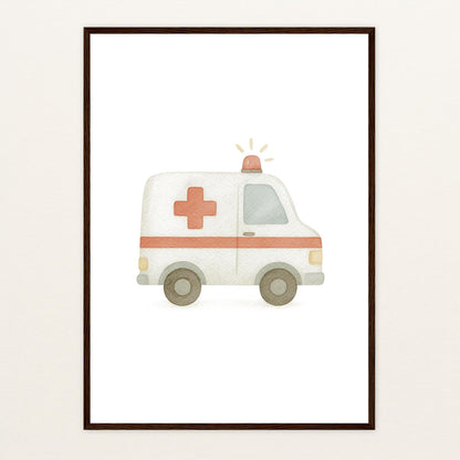 Krankenwagen Poster mit Holzrahmen von tinylearner