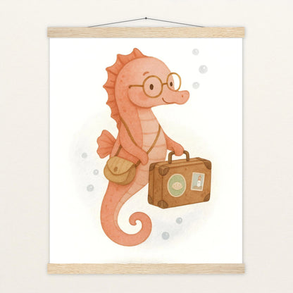 Suri das Seepferdchen - Motiv: "Reisen" Poster mit Leisten von tinylearner
