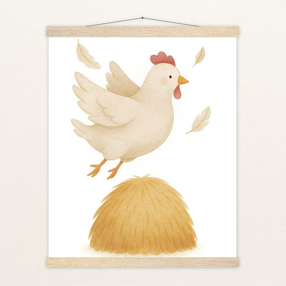 Hanni das Huhn - Motiv: "Heu" Poster mit Leisten von tinylearner