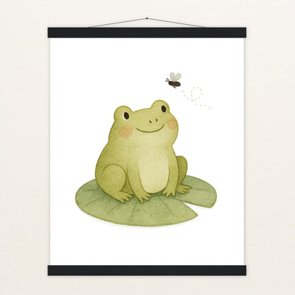 Flocke der Frosch - Motiv: "Fliege" Poster mit Leisten von tinylearner