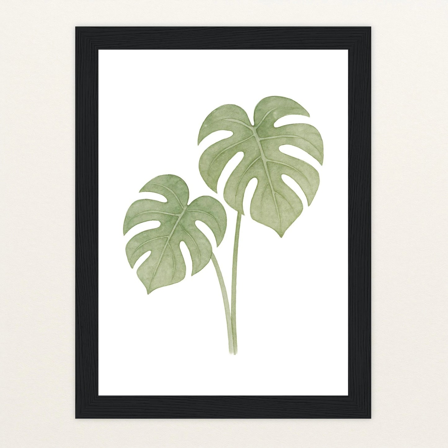Monstera-Blätter Poster mit Holzrahmen von tinylearner