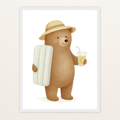 Balu der Bär - Motiv: "Strandtag" Poster mit Holzrahmen von tinylearner