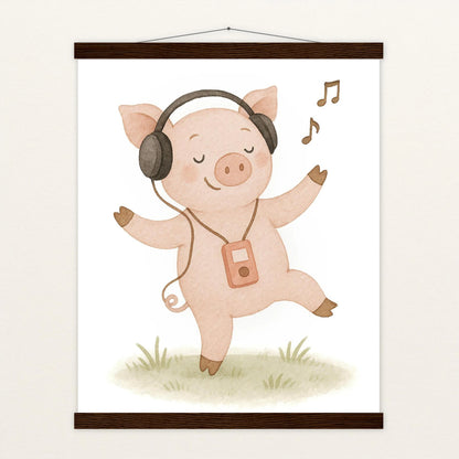 Susi das Schwein - Motiv: "Musik" Poster mit Leisten von tinylearner