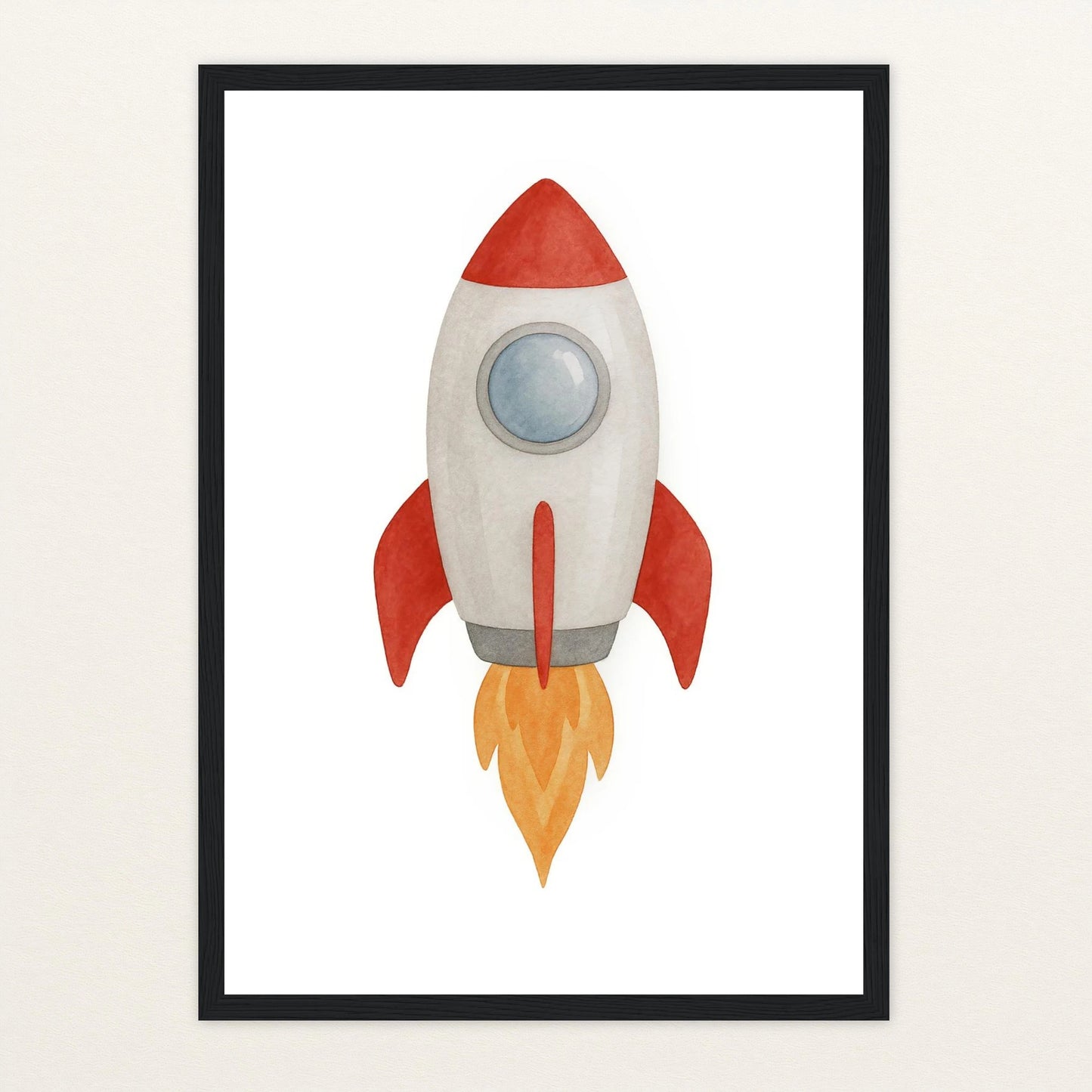 Rakete Poster mit Holzrahmen von tinylearner
