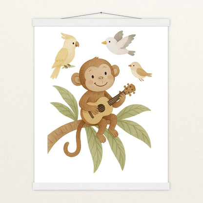 Aki der Affe - Motiv: "Ukulele" Poster mit Leisten von tinylearner