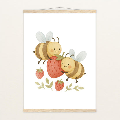 Bibi die Biene - Motiv: "Erdbeere" Poster mit Leisten von tinylearner